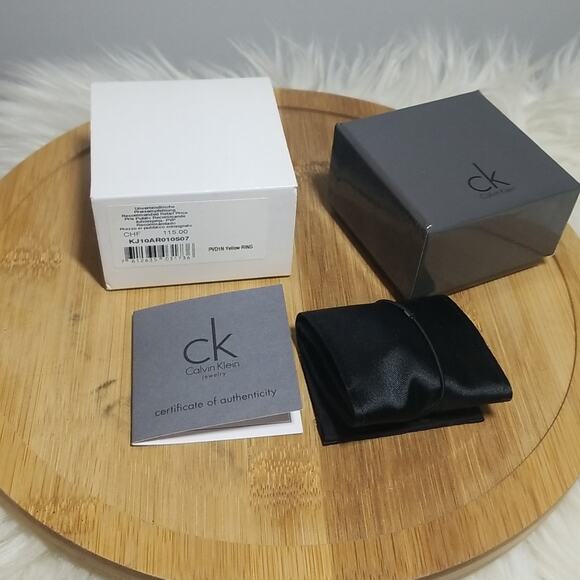 NWT Calvin Klein Continuity Slim Oval Faceted Yellow Glass Stone Size 7 - Picture 8 of 8